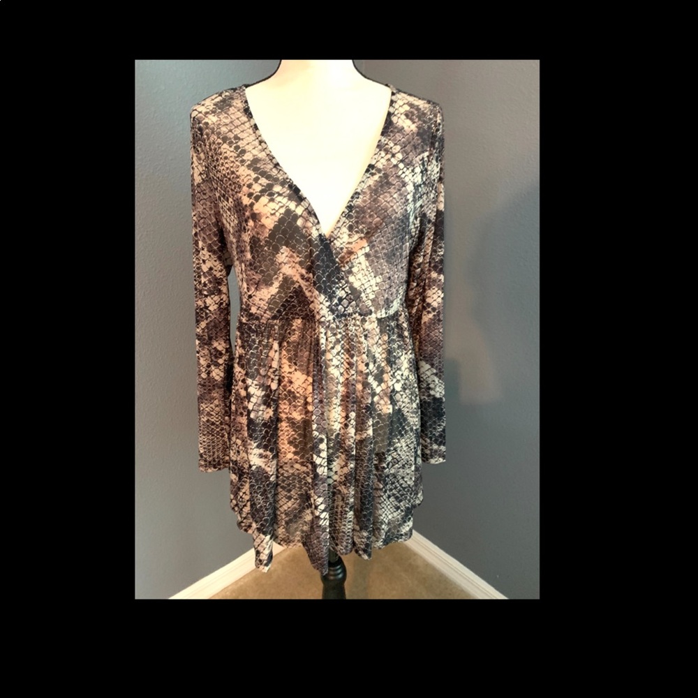 Snake Print Mesh Tunic